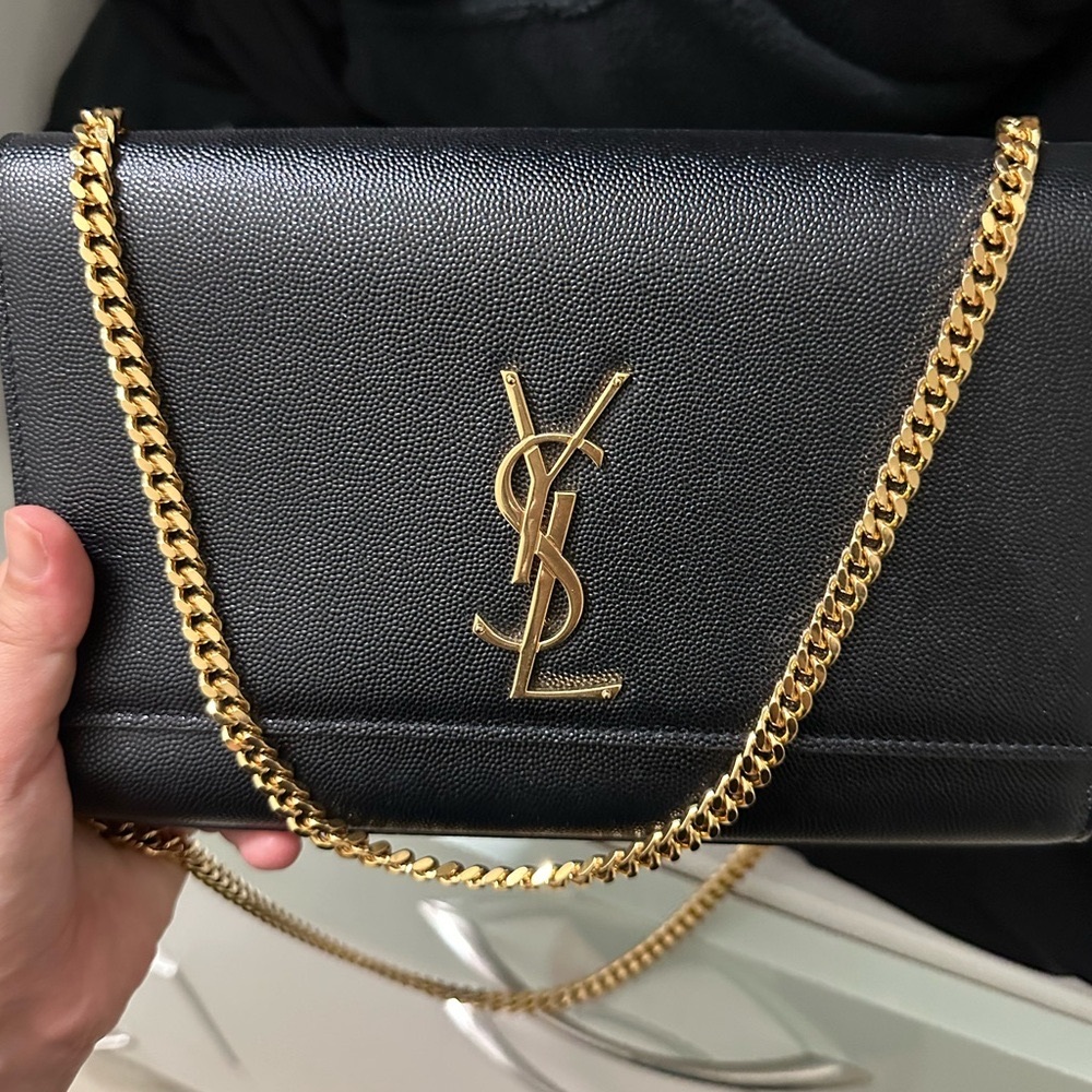 Yves Saint Laurent Black and Gold Crossbody Bag